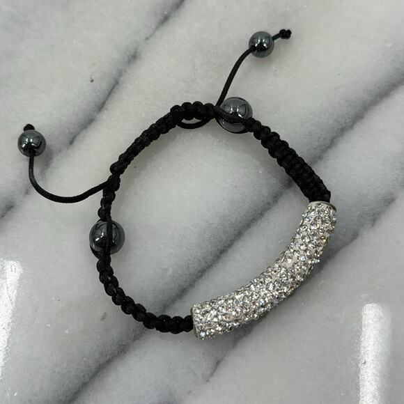 Pave bar black adjustable bracelet - Picture 2 of 5